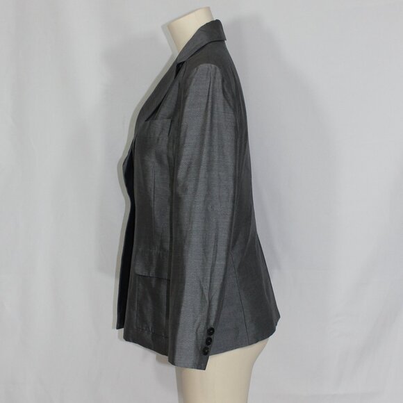 Lida Baday linen blend 1-button tailored suit grey blazer women's size 10 - Picture 2 of 7